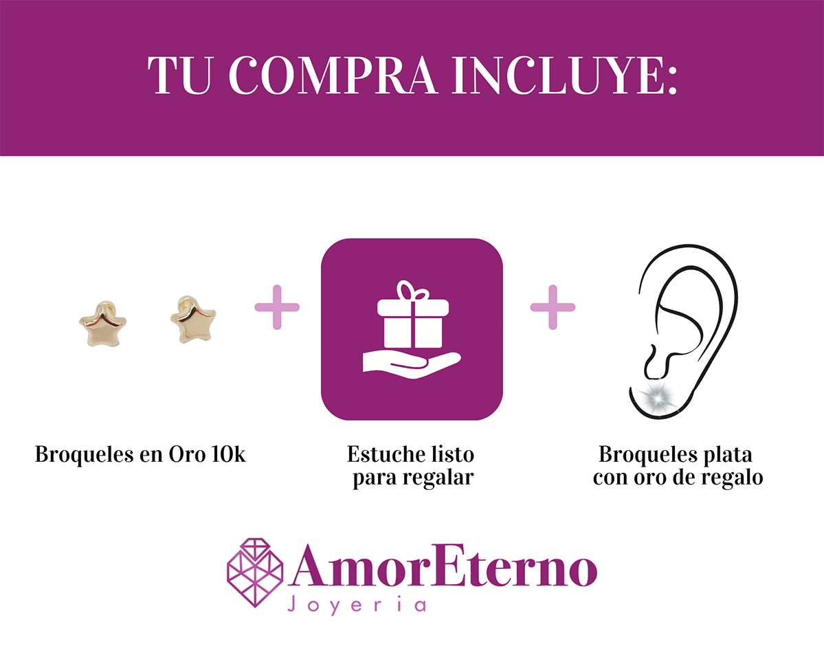 Amor Eterno - Broqueles Estrellita Origami Aretes / Oro 10k