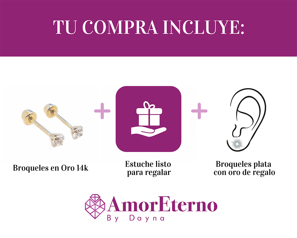 Amor Eterno - Broqueles Diamante Natural 0.06cts Oro 14k / Amarillo