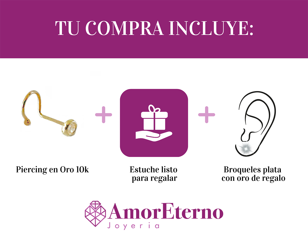 Amor Eterno - Piercing Nariz Bisel / Oro Sólido 10k