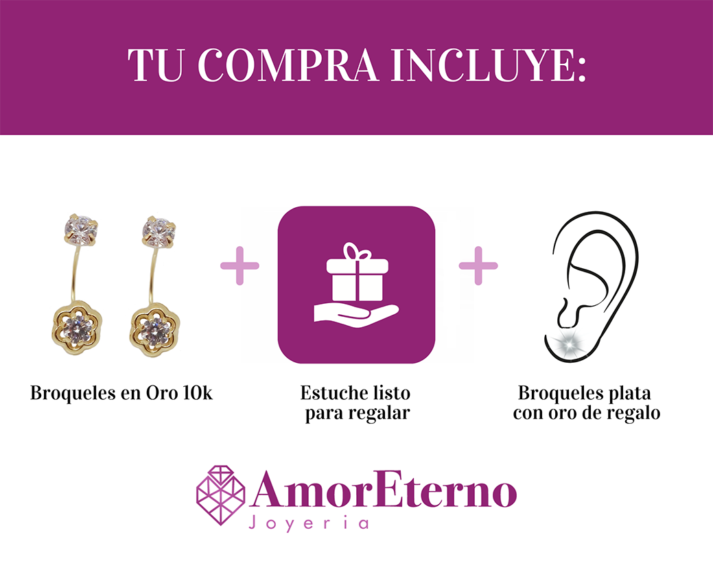 Amor Eterno - Broqueles Curvos / Aretes / Oro Sólido 10k / Margarita