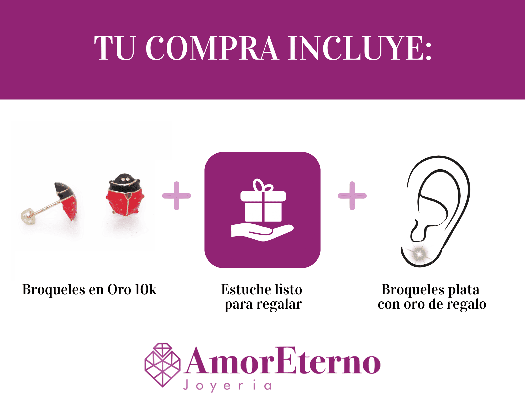 Amor Eterno - Broqueles Catarina Bebé Aretes / Oro 10k
