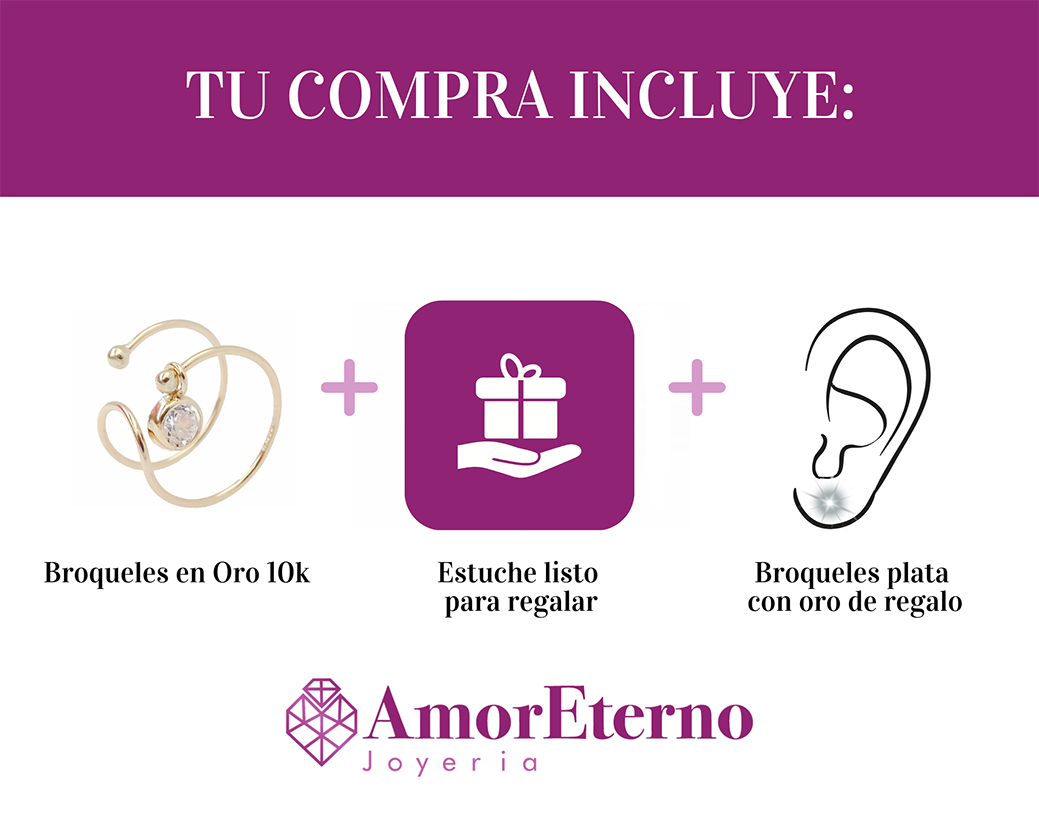 Amor Eterno - Earcuff Bisel / Falsa Perforación / Oro 10k