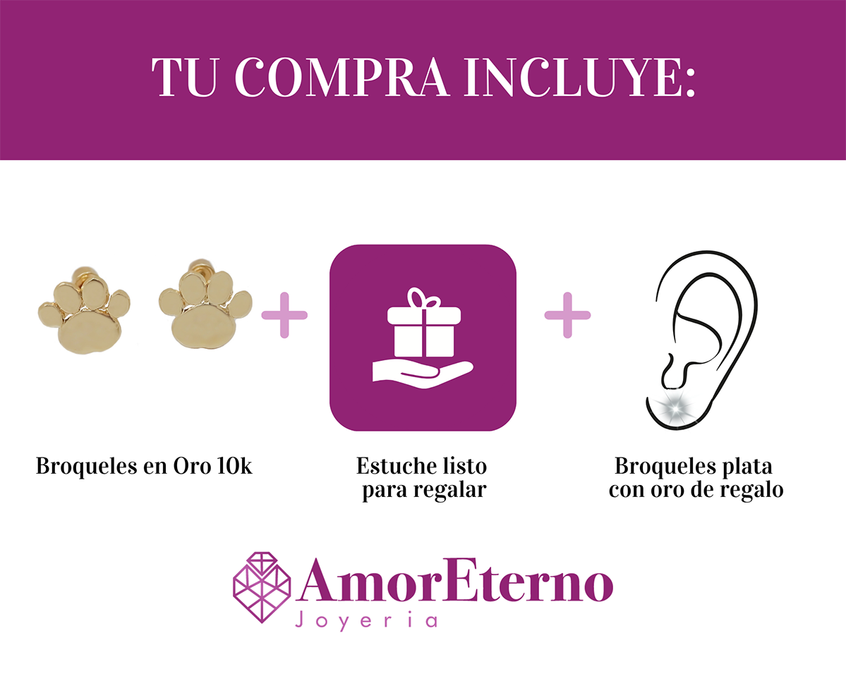 Amor Eterno - Broqueles Huella Perro Mascota Aretes Oro 10k