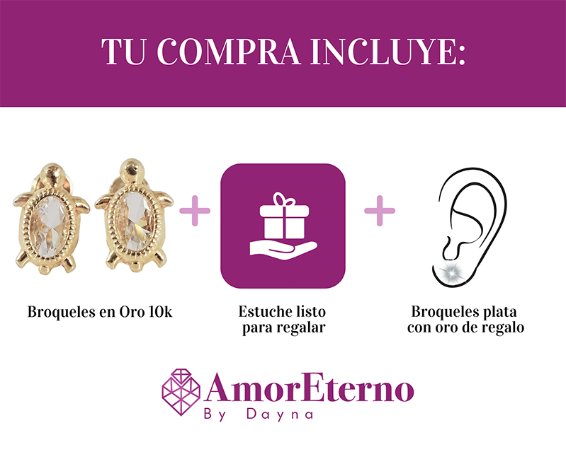 Amor Eterno - Broqueles Aretes / Tortuga Bisel / Oro 10k