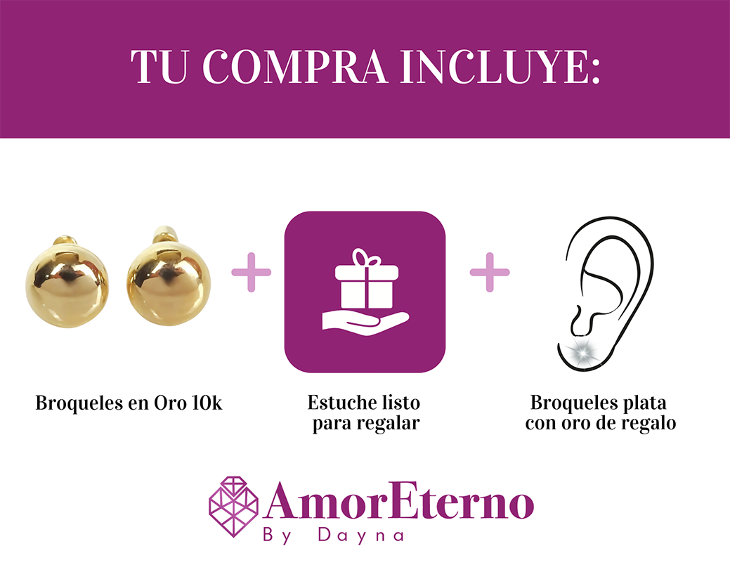 Amor Eterno - Broqueles Luneta Aretes / Oro 10k