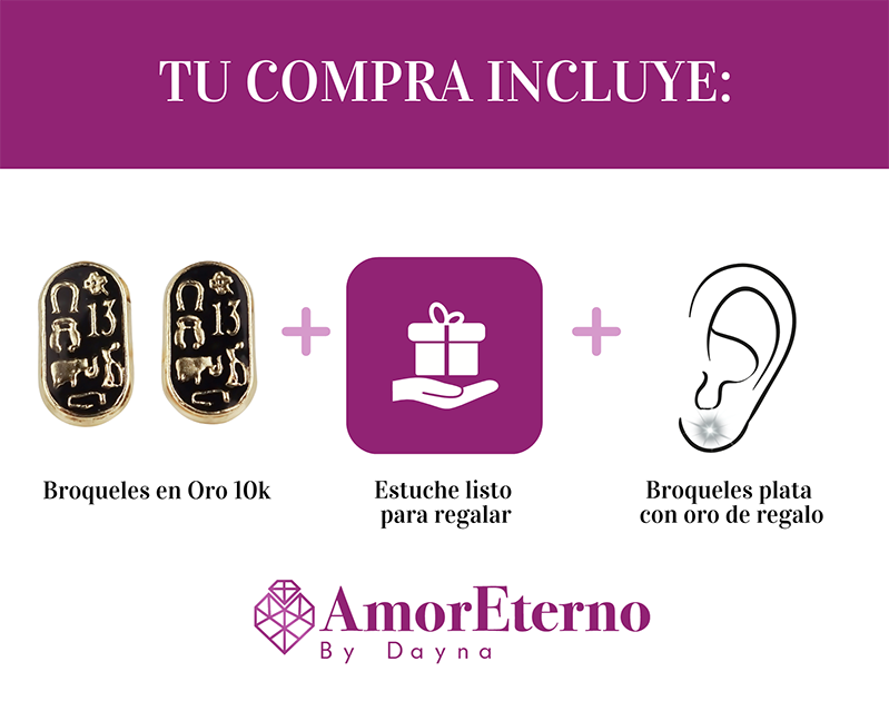 Amor Eterno - Broqueles Runa Buena Suerte / Aretes Oro 10k
