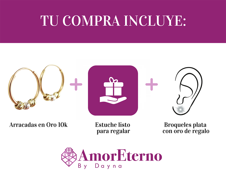 Amor Eterno - Arracada Con Bolitas / Aretes Oro 10k