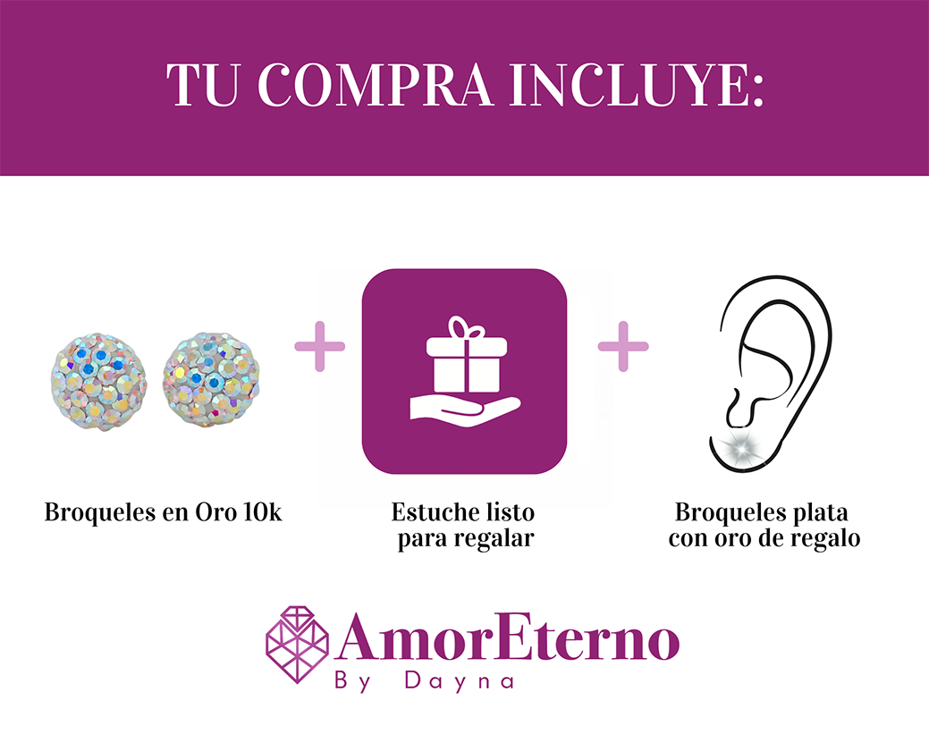 Amor Eterno - Broqueles Esferas Grandes / Aretes / Oro 10k / Tornasol