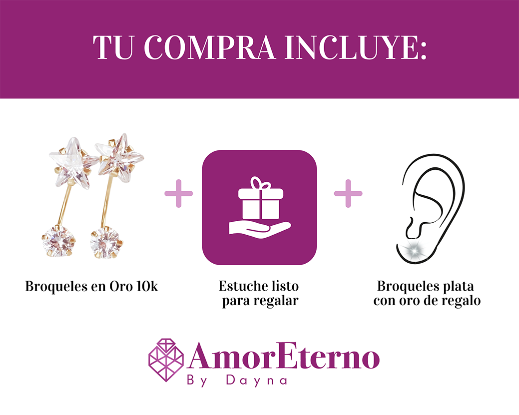 Amor Eterno - Broqueles Curvos Estrella / Aretes Oro 10k