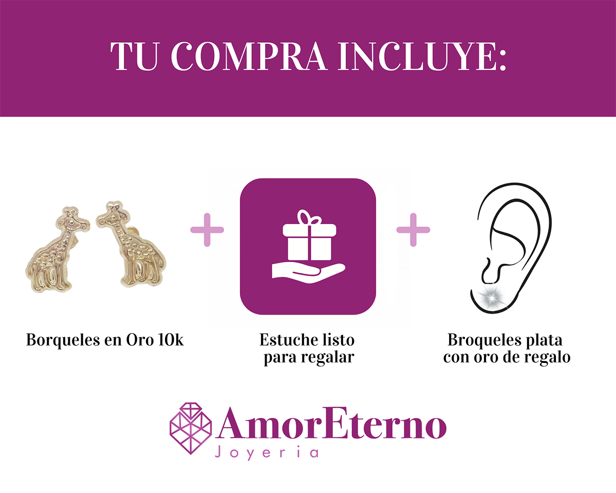 Amor Eterno - Broqueles Aretes / Jirafa / Oro 10k