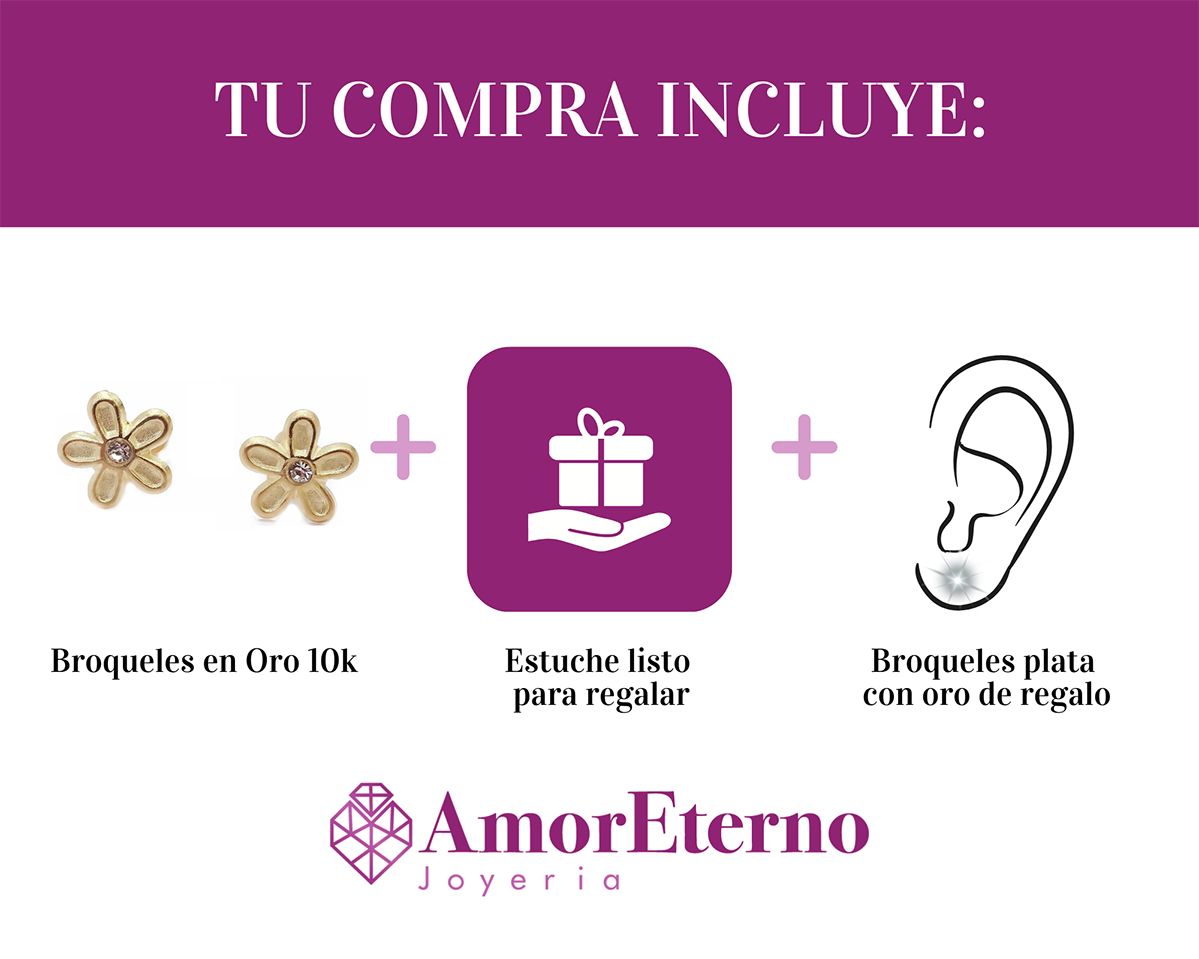 Amor Eterno - Broqueles Margarita / Aretes / Oro Sólido 10k