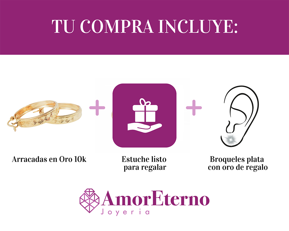 Amor Eterno - Arracadas Huggie Estrella Facetada / Oro 10k