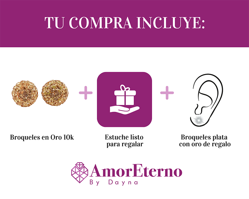Amor Eterno - Broqueles Esferas Grandes / Aretes / Oro 10k / Golden