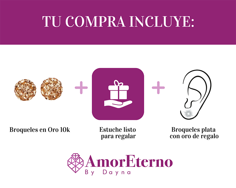 Amor Eterno - Broqueles Esferas / Aretes / Oro Sólido 10k / Golden Chica