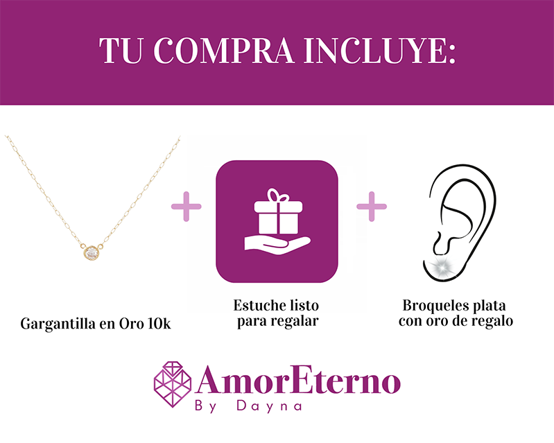 Amor Eterno - Gargantilla Destello Basic / Oro Sólido 10k