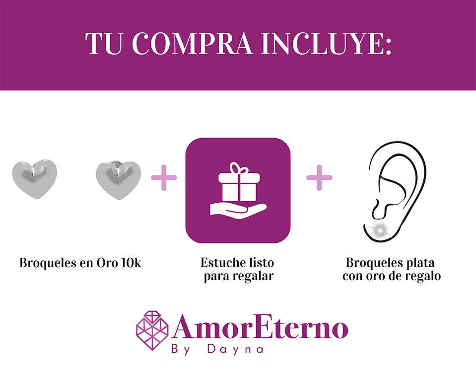 Amor Eterno - Broqueles Corazón Legacy Aretes / Oro 10k / Blanco
