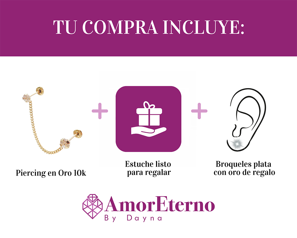 Amor Eterno - Brillo / Doble Perforación / Oro 10k