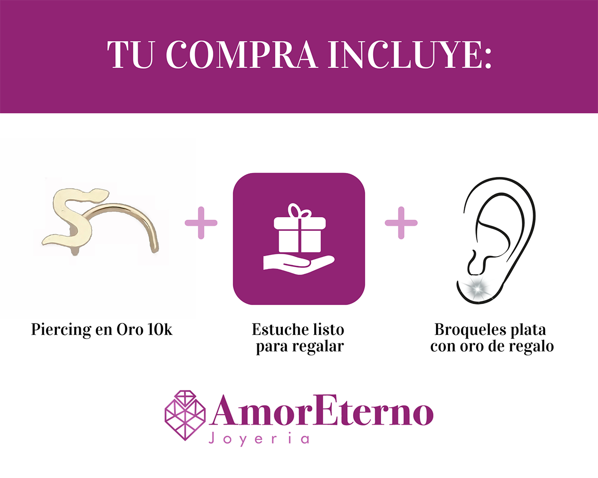 Amor Eterno - Piercing Para Nariz / Oro Sólido 10k