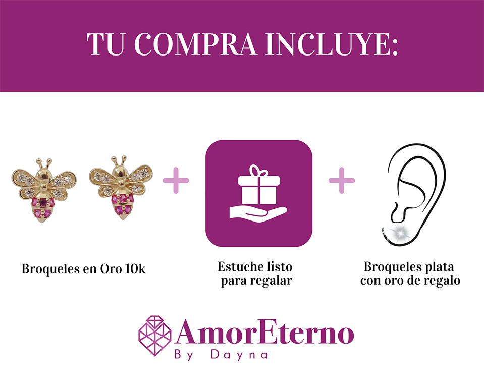 Amor Eterno - Broqueles Abeja Premium / Oro 10k