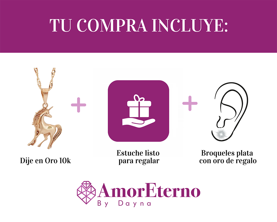 Amor Eterno - Dije Unicornio Elegante / Oro Sólido 10k