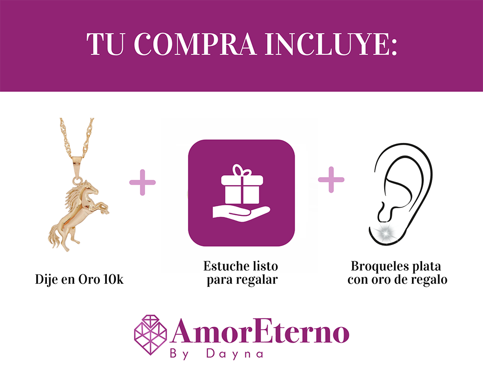 Amor Eterno - Dije Caballo Elegante / Oro Sólido 10k