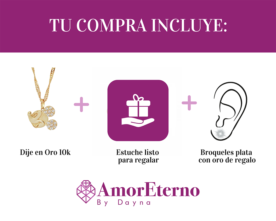 Amor Eterno - Dije Mickey Disney / Oro Sólido 10k