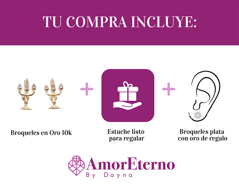 Amor Eterno - Broqueles Lumière Disney Aretes / Oro 10k