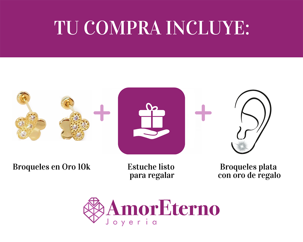 Amor Eterno - Broqueles Margarita / Aretes / Oro Sólido 10k