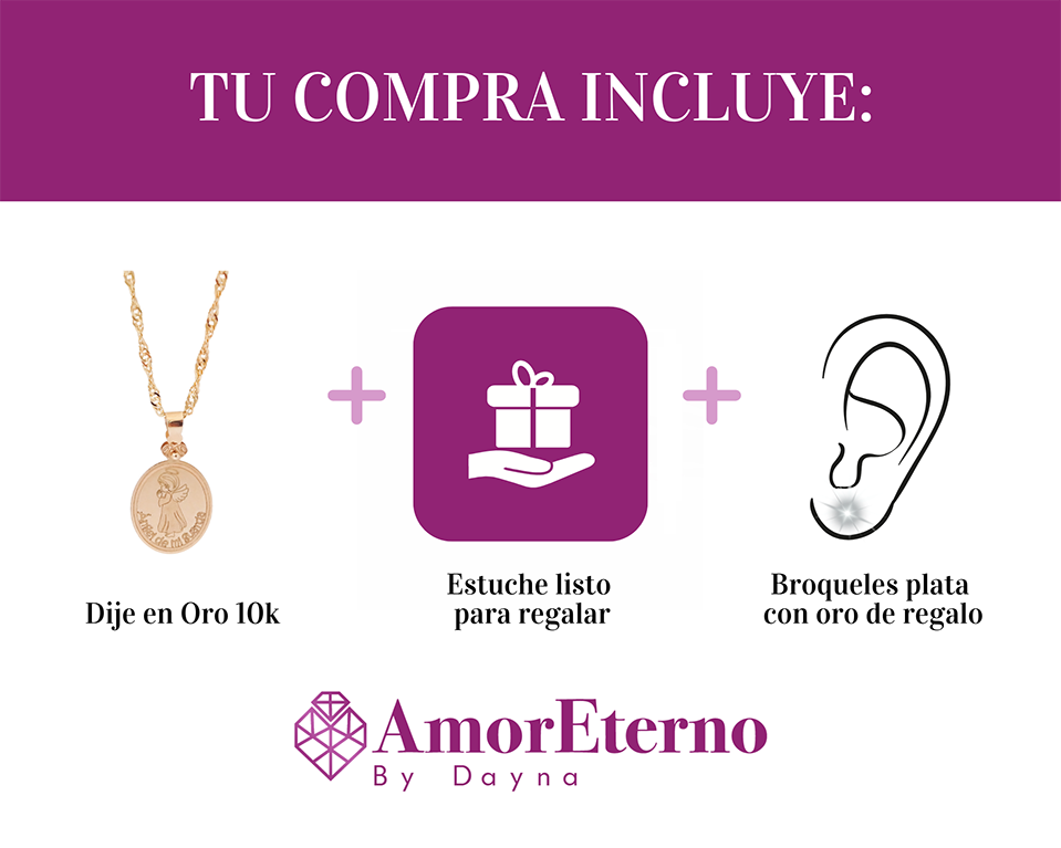 Amor Eterno - Ángel De La Guarda Medalla / Oro Sólido 10k