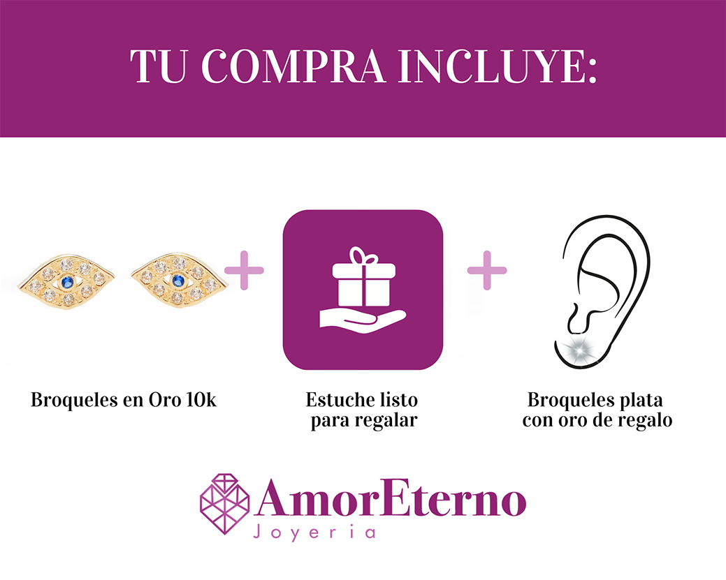 Amor Eterno - Broqueles Ojo Turco / Aretes / Oro Sólido 10k