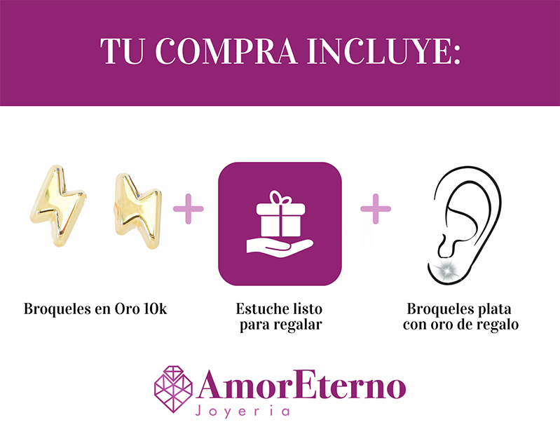 Amor Eterno - Broqueles Rayo Basic Aretes / Oro 10k