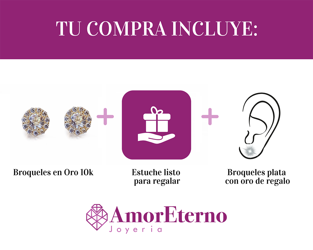 Amor Eterno - Broqueles Rosa / Aretes / Oro Sólido 10k