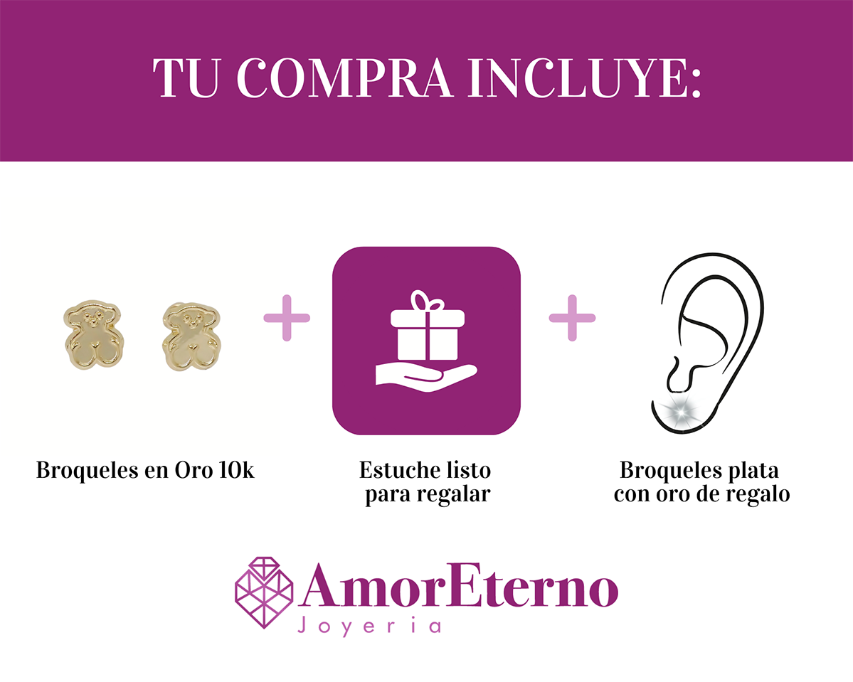 Amor Eterno - Broqueles Aretes Tous Relieve / Oro 10k