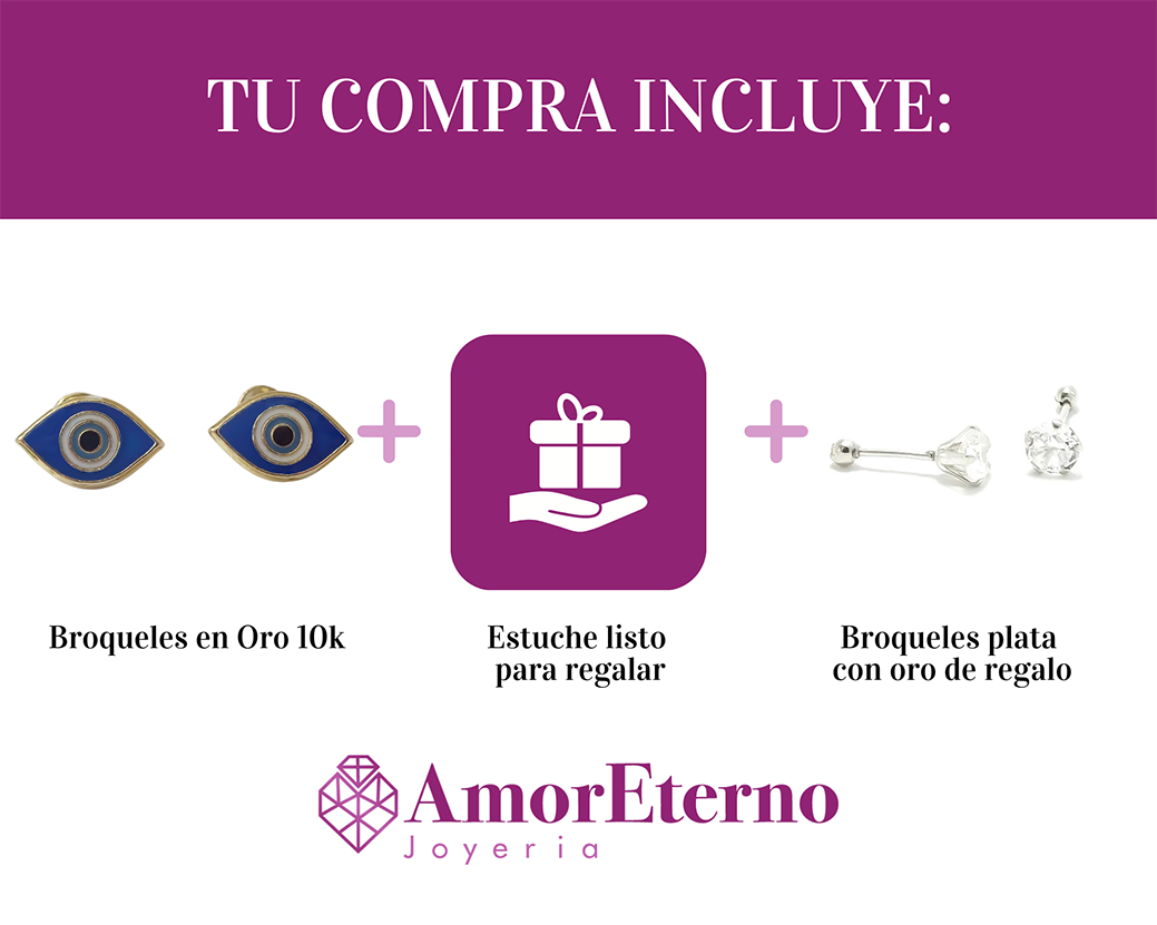 Amor Eterno - Broqueles Ojo Turco Deluxe / Oro Sólido 10k