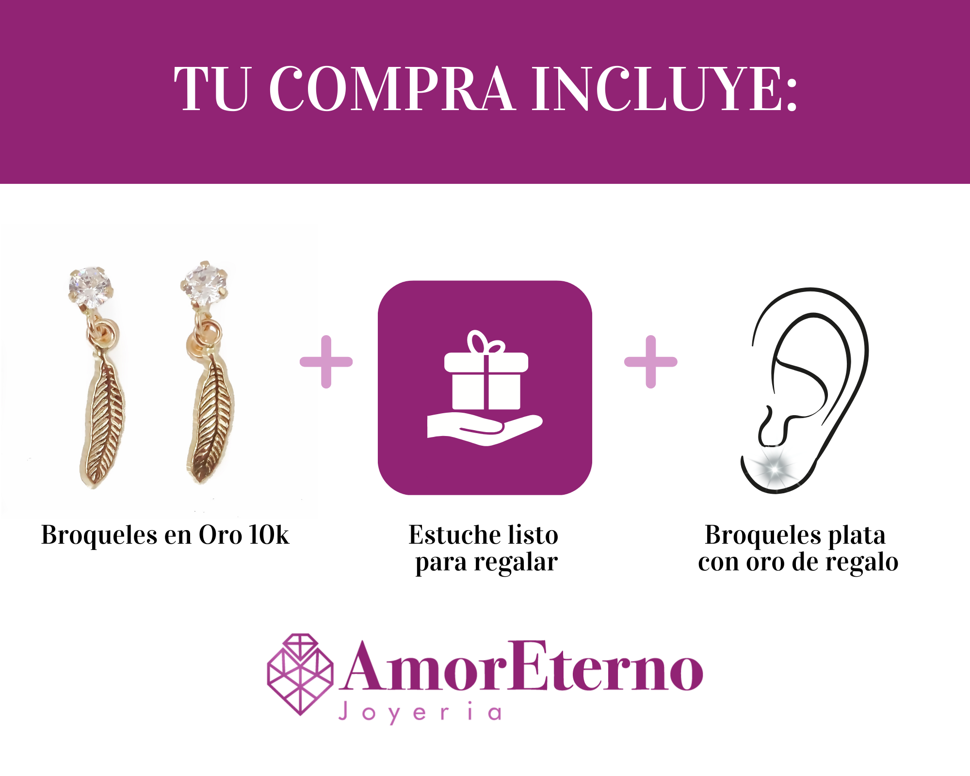Amor Eterno - Broqueles Pluma Atrapasueño / Aretes / Oro 10k