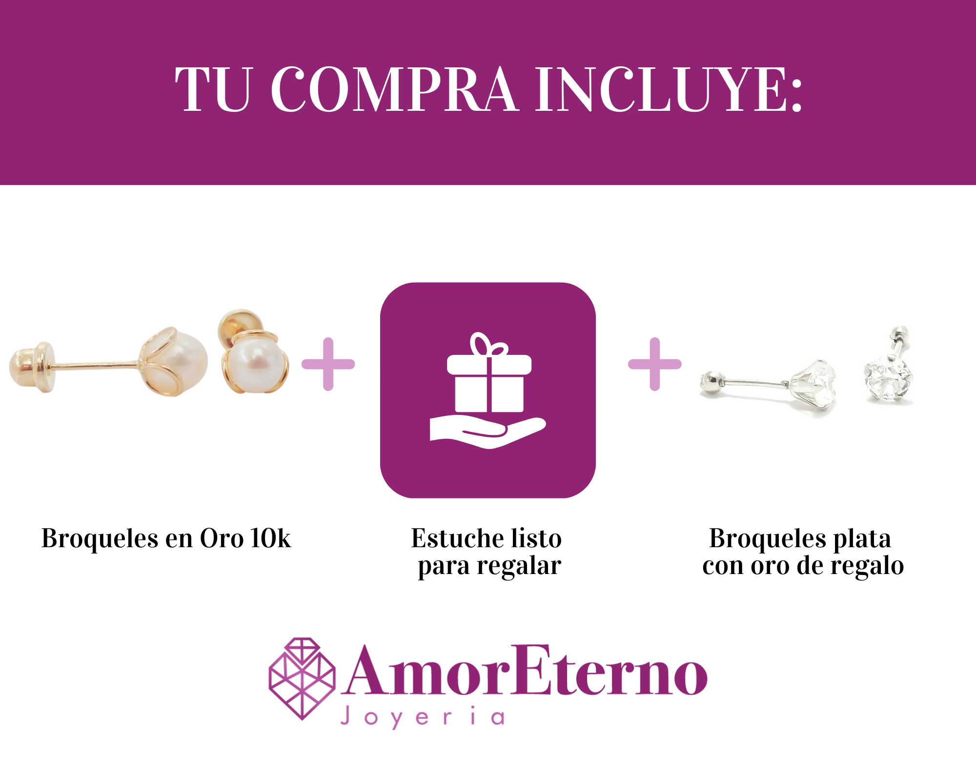 Amor Eterno - Broqueles Deluxe Perla Flor / Aretes / Oro 10k