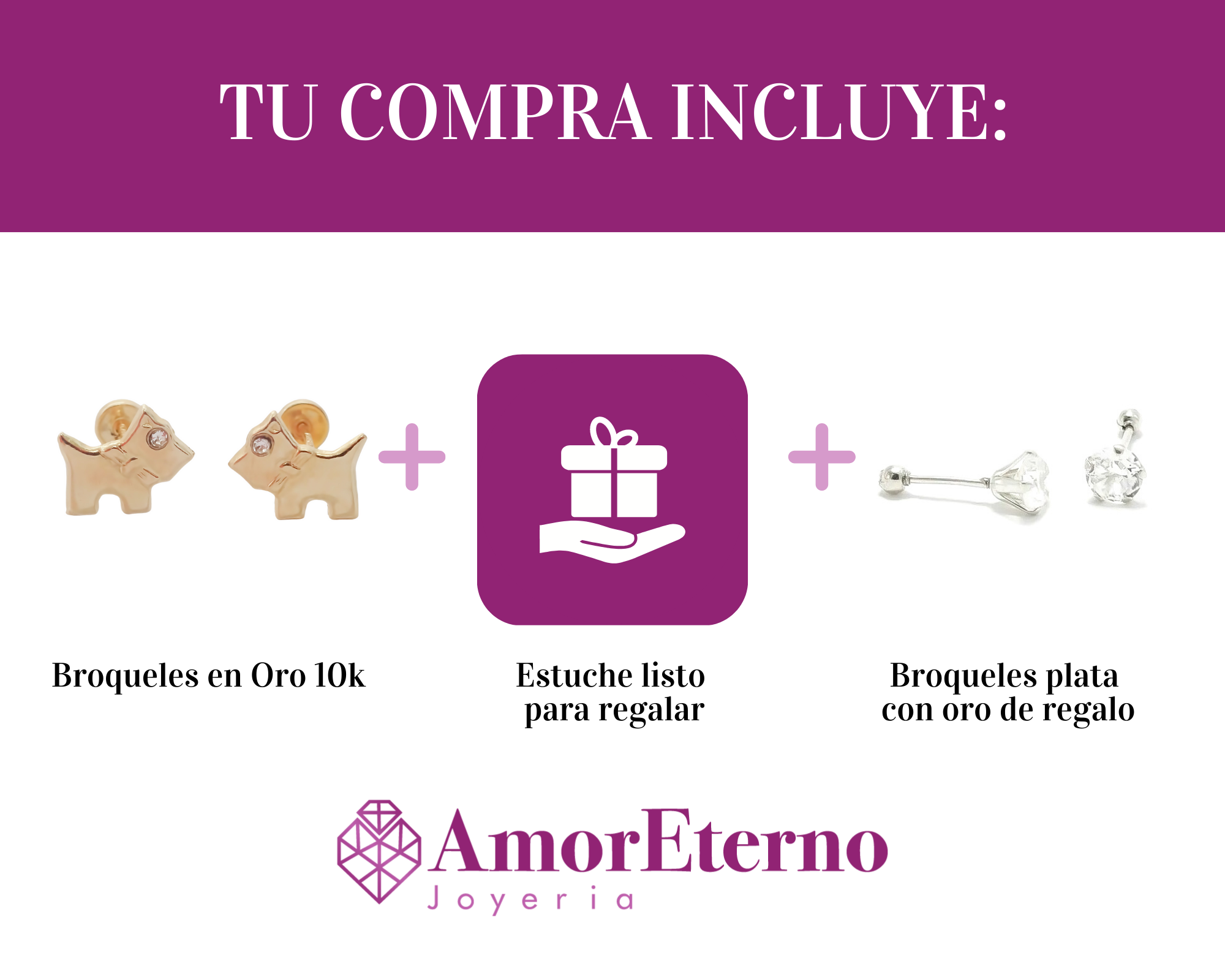 Amor Eterno - Broqueles Deluxe Schnauzer Ferrioni / Oro 10k