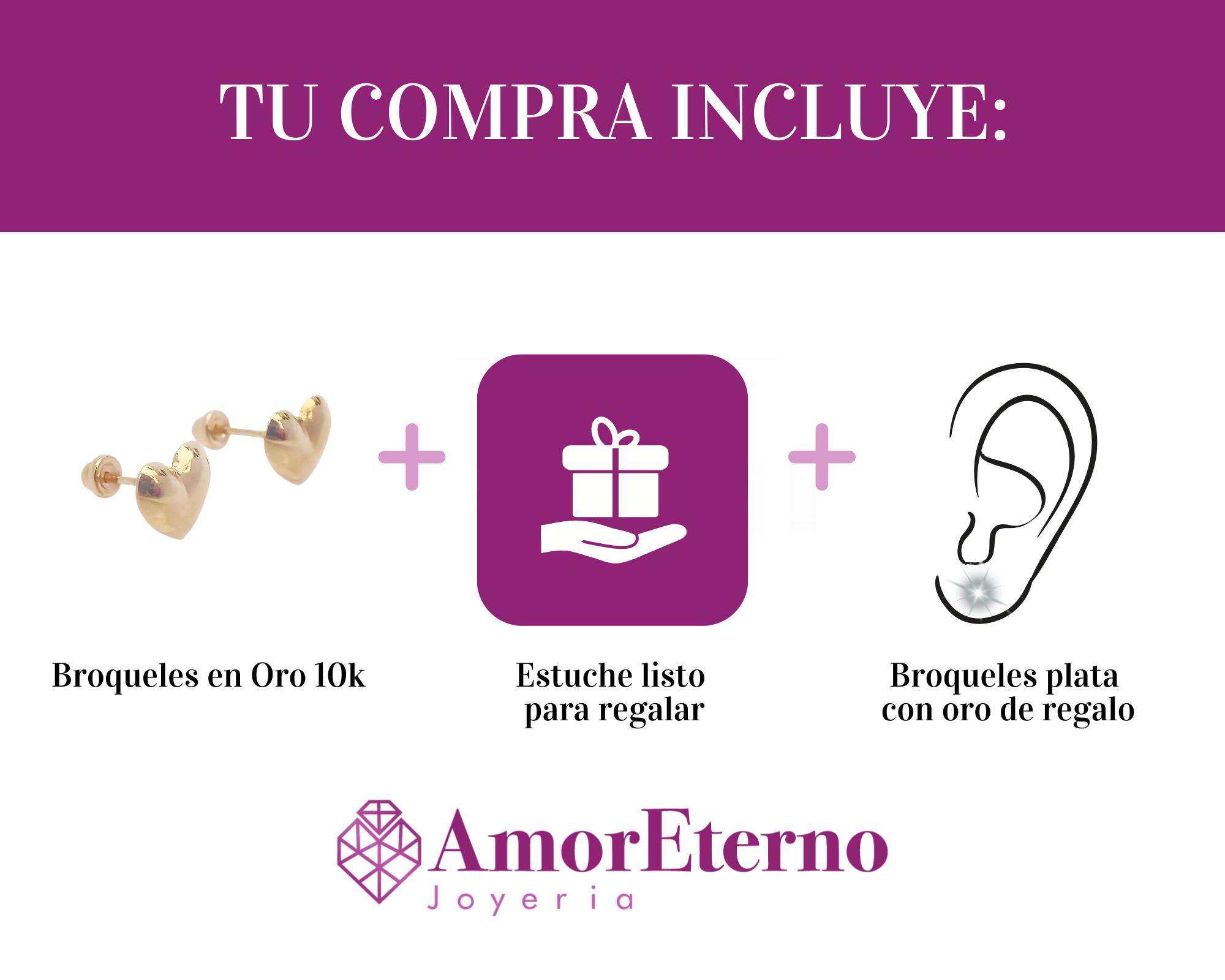 Amor Eterno - Broqueles Corazón Legacy Aretes / Oro 10k