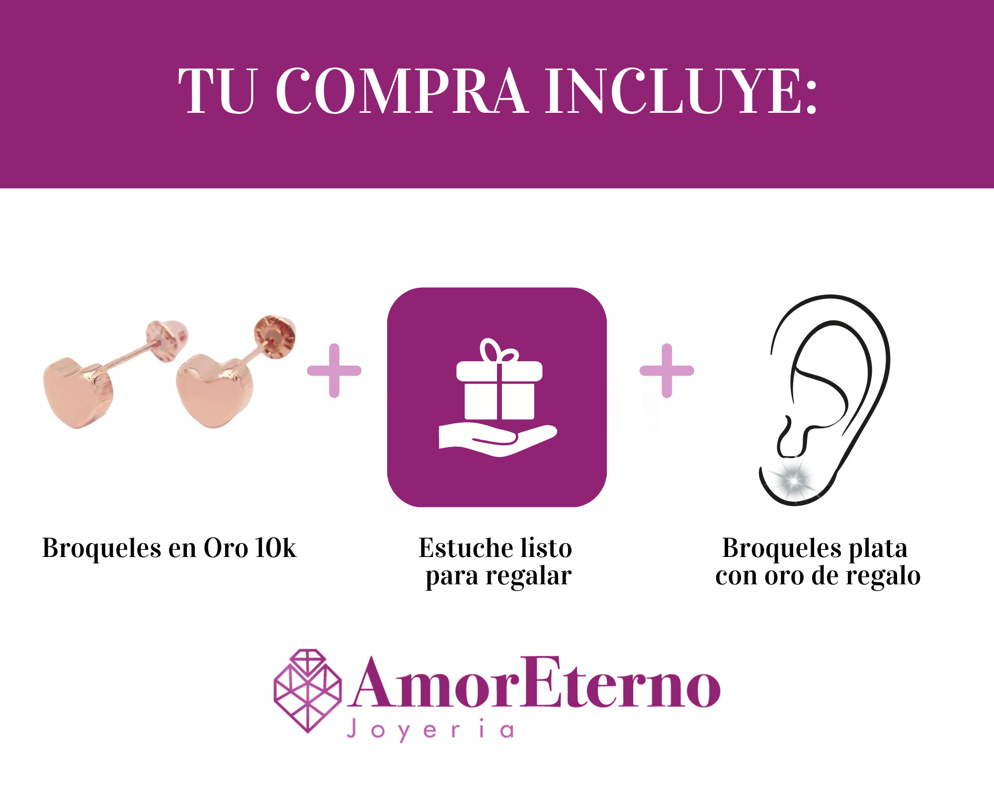 Amor Eterno - Broqueles Corazón Globo Aretes / Oro 10k / Rosa
