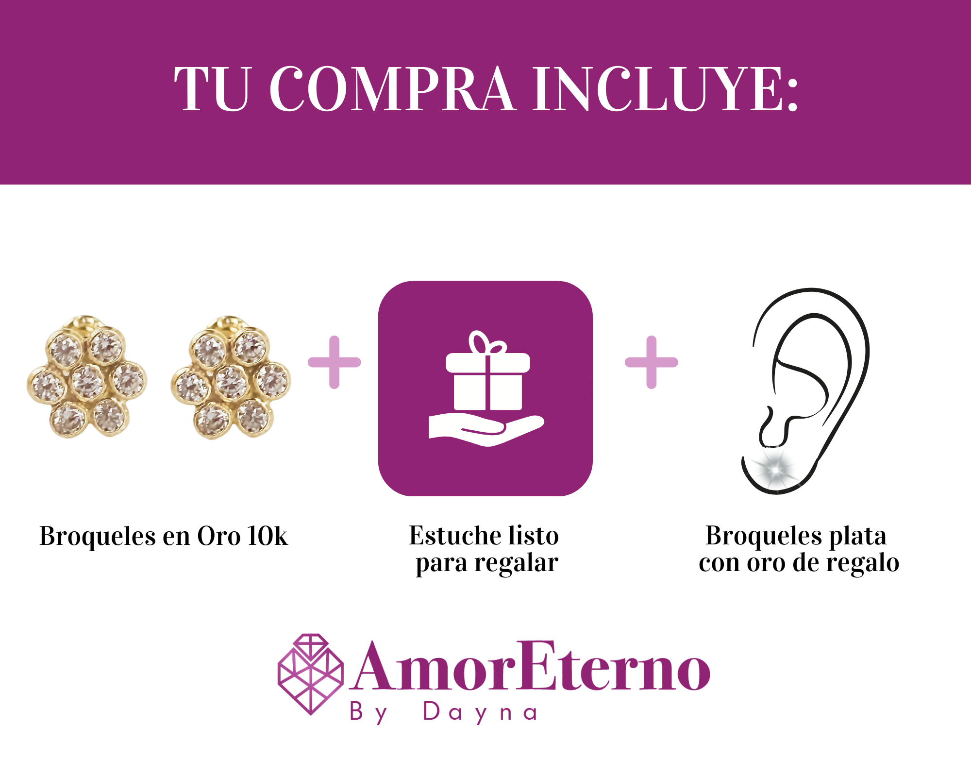 Amor Eterno - Broqueles Roseta / Aretes Oro 10k / Amarillo
