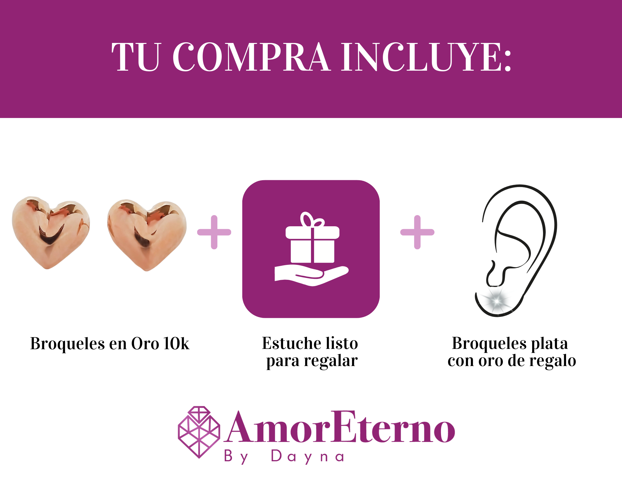 Amor Eterno - Broqueles Corazón Legacy Aretes / Oro 10k / Rosa
