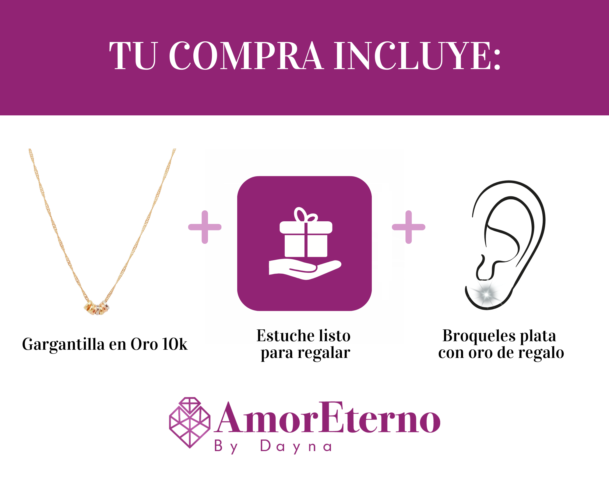 Amor Eterno - Gargantilla Semanario Fino / Oro Sólido 10k