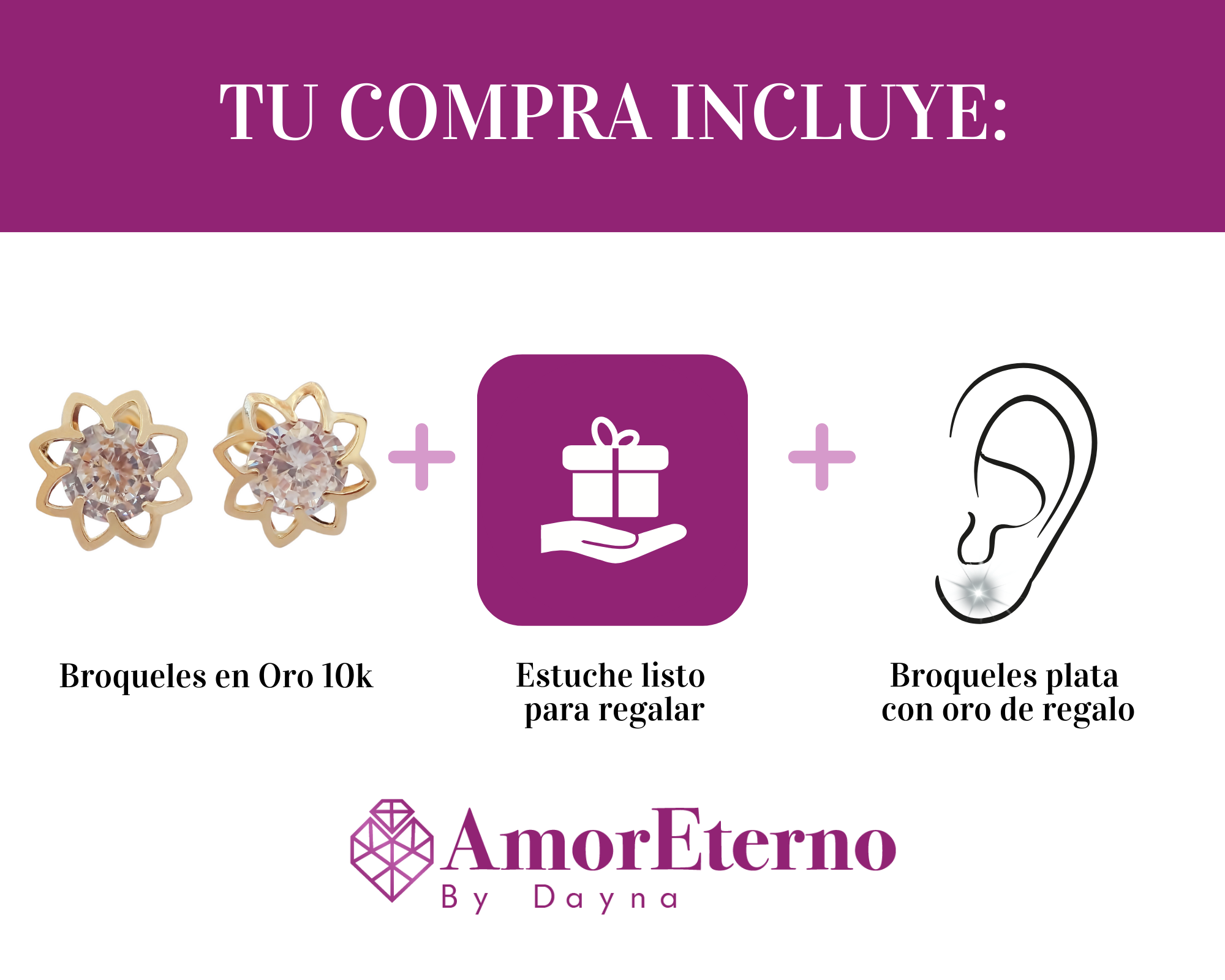 Amor Eterno - Broqueles / Flor Mandala / Aretes / Oro 10k
