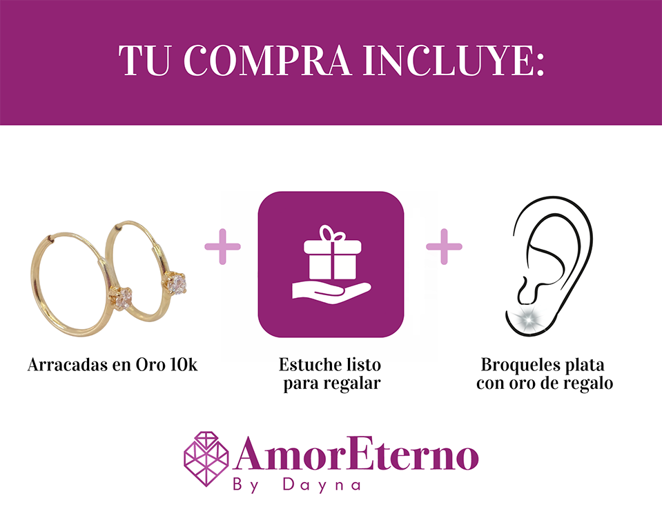 Amor Eterno - Arracadas Destello / Piercing / Oro 10k