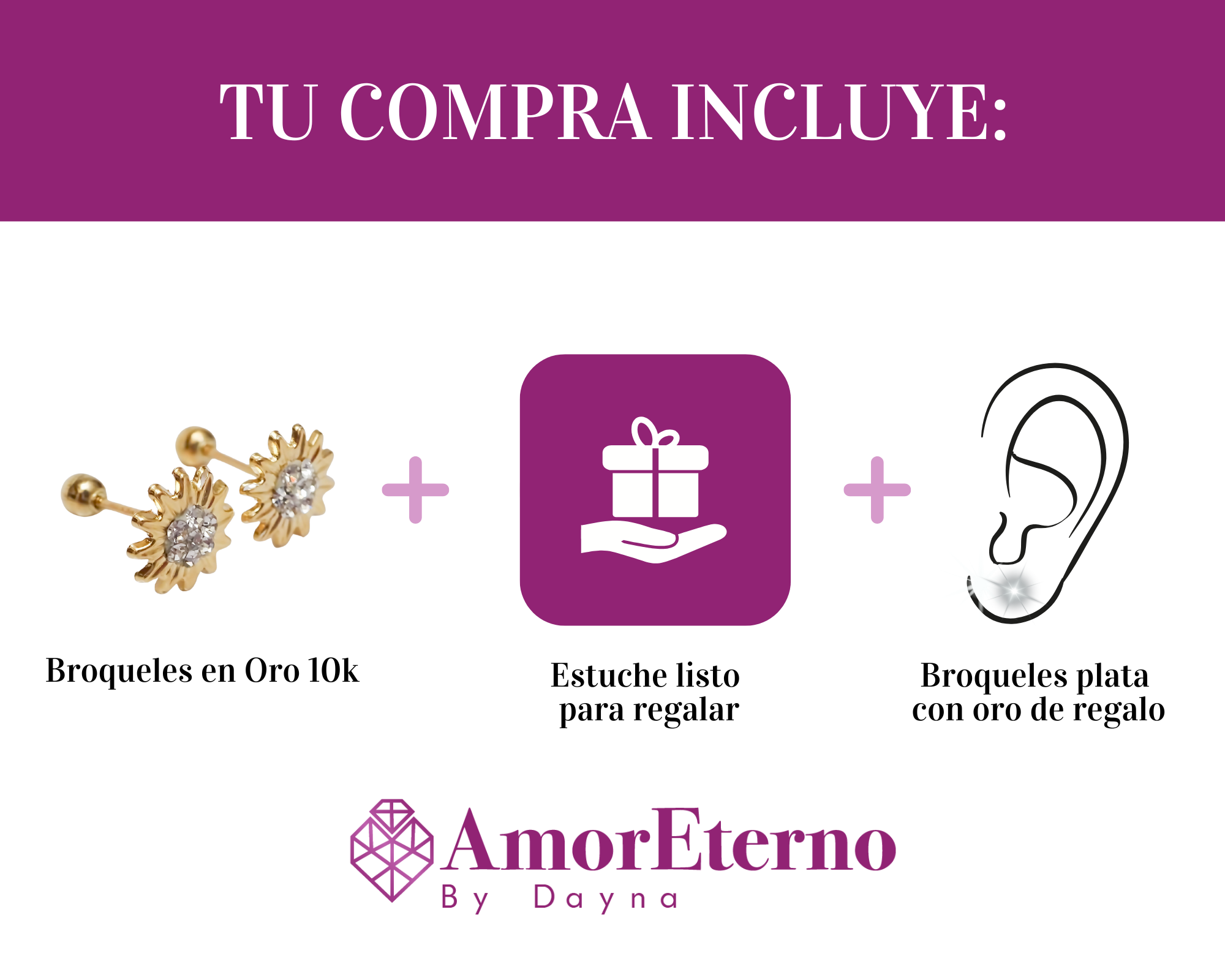 Amor Eterno - Broqueles Girasol Tapiz Oro 10k