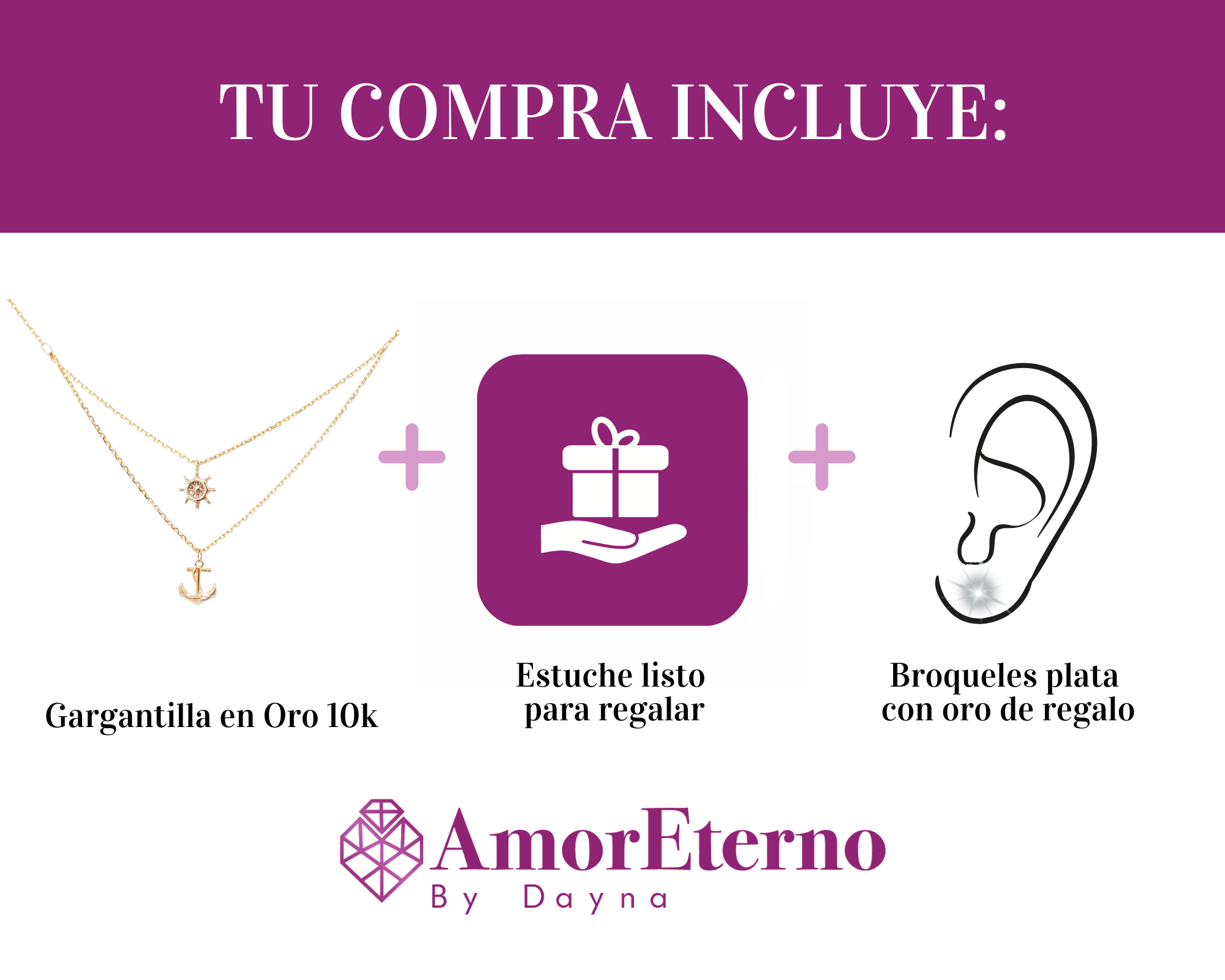 Amor Eterno - Gargantilla Ancla / Oro Sólido 10k