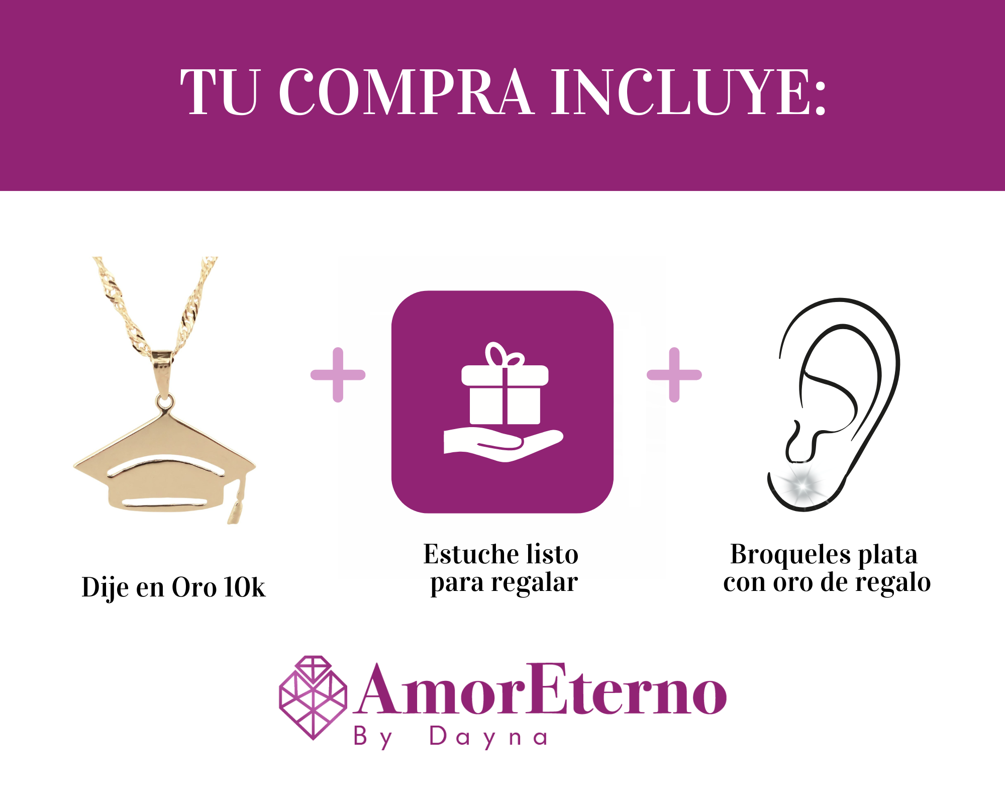 Amor Eterno - Dije Birrete Graduación Personalizable