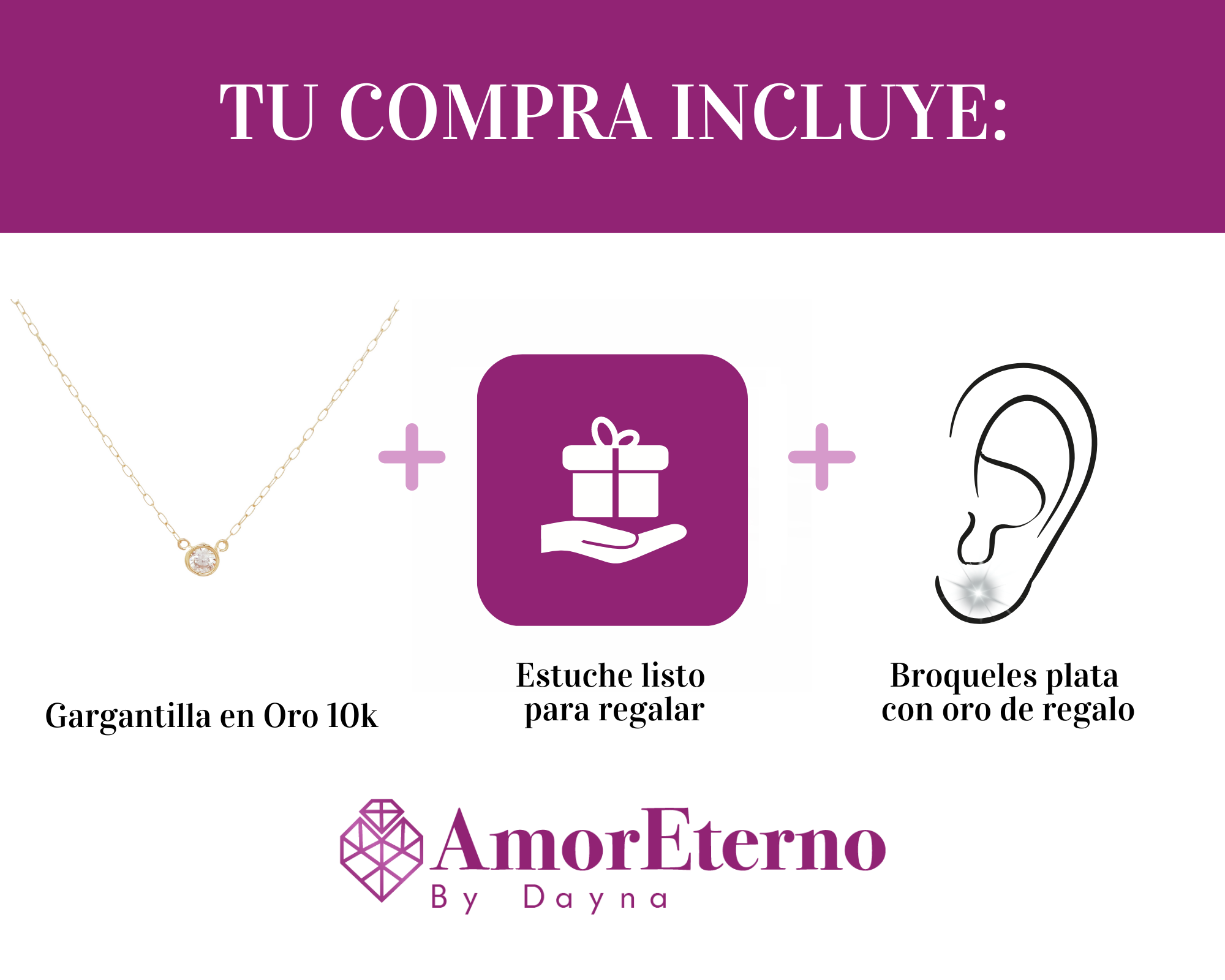Amor Eterno - Gargantilla Destello Basic / Oro Sólido 10k