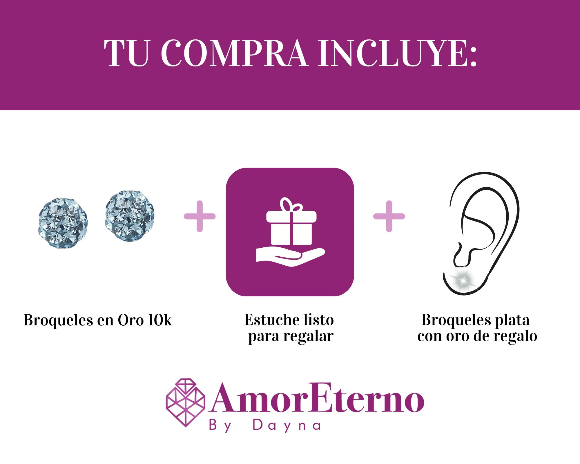 Amor Eterno - Broqueles Esferas / Aretes / Oro Sólido 10k / Azul Chica