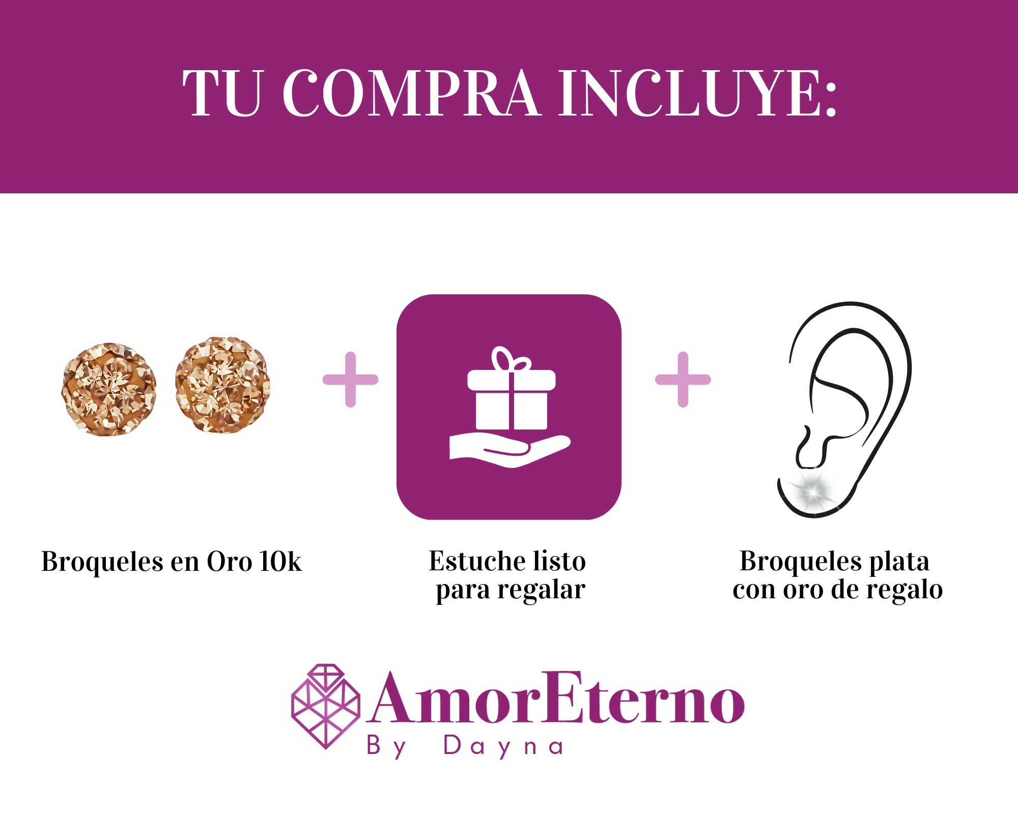 Amor Eterno - Broqueles Esferas / Aretes / Oro Sólido 10k / Golden Chica